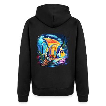 Skalar - Unisex Premium Bio Zip Hoodie - Schwarz - Hinten - Nico (187cm)