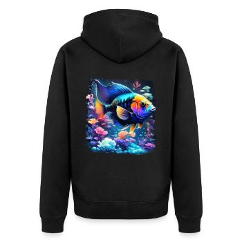 Skalar - Unisex Premium Bio Zip Hoodie - Schwarz - Hinten - Nico (187cm)