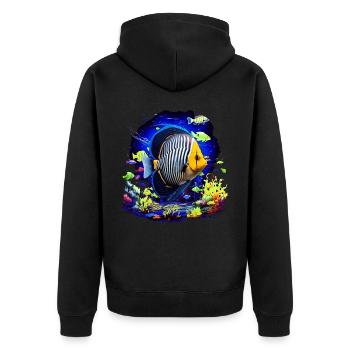 Skalar - Unisex Premium Bio Zip Hoodie - Schwarz - Hinten - Nico (187cm)