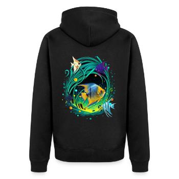 Skalar - Unisex Premium Bio Zip Hoodie - Schwarz - Hinten - Nico (187cm)