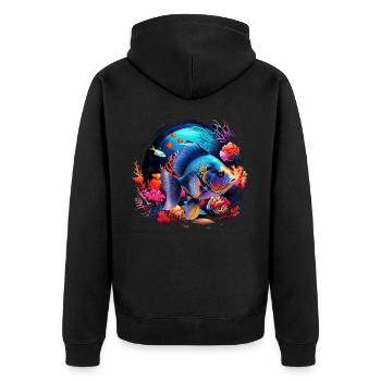 Skalar - Unisex Premium Bio Zip Hoodie - Schwarz - Hinten - Nico (187cm)