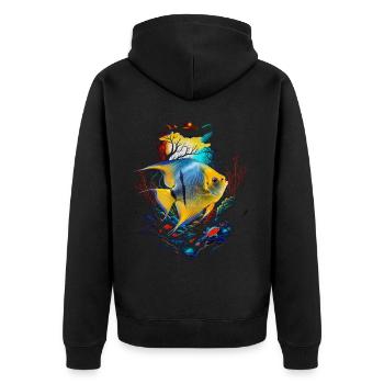 Skalar - Unisex Premium Bio Zip Hoodie - Schwarz - Hinten - Nico (187cm)