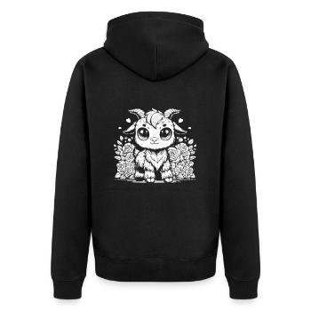Widder Blumen - Unisex Premium Bio Zip Hoodie - Schwarz - Hinten - Nico (187cm)