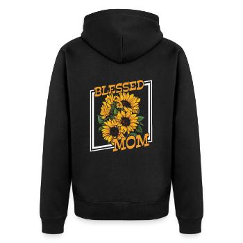 Sonnenblumen Mama Sunflower Mom - Unisex Premium Bio Zip Hoodie - Schwarz - Hinten - Nico (187cm)