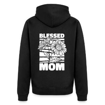 Sonnenblumen Mama Sunflower Mom - Unisex Premium Bio Zip Hoodie - Schwarz - Hinten - Nico (187cm)