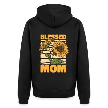 Sonnenblumen Mama Sunflower Mom - Unisex Premium Bio Zip Hoodie - Schwarz - Hinten - Nico (187cm)
