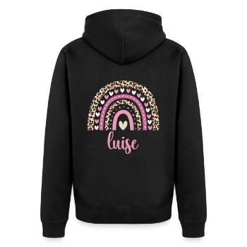 Luise Regenbogen Name Geburtstag Luise - Unisex Premium Bio Zip Hoodie - Schwarz - Hinten - Nico (187cm)