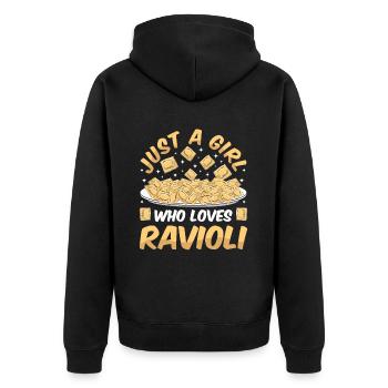 Lustige Italienisches Ravioli Pasta - Unisex Premium Bio Zip Hoodie - Schwarz - Hinten - Nico (187cm)