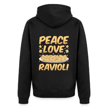 Lustige Italienisches Ravioli Pasta - Unisex Premium Bio Zip Hoodie - Schwarz - Hinten - Nico (187cm)