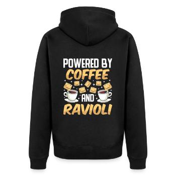 Lustige Italienisches Ravioli Pasta - Unisex Premium Bio Zip Hoodie - Schwarz - Hinten - Nico (187cm)