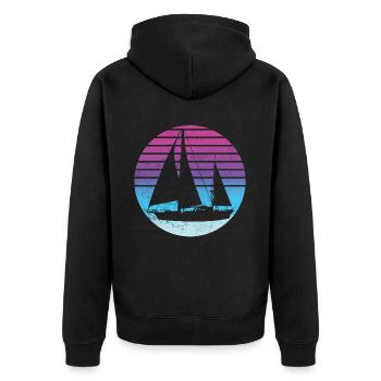 Retro Segler Segeln - Unisex Premium Bio Zip Hoodie - Schwarz - Hinten - Nico (187cm)