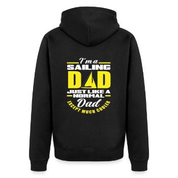 Papa Segler Segeln - Unisex Premium Bio Zip Hoodie - Schwarz - Hinten - Nico (187cm)