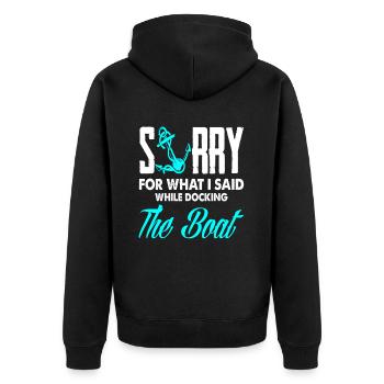 Sailor Sailing Boat Mooring Saying - Unisex Premium Organic Zip Hoodie - black - Back - Nico (187cm)