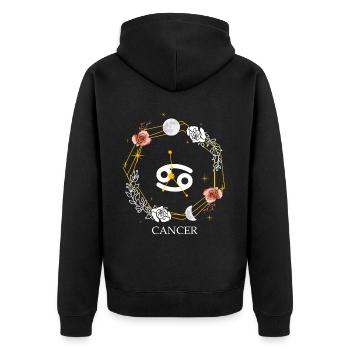 Cancer Constellation Sign Zodiac Symbol Astrology - Unisex Premium Bio Zip Hoodie - Schwarz - Hinten - Nico (187cm)