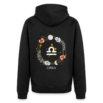 Libra Constellation Sign Zodiac Symbol Astrology - Unisex Premium Bio Zip Hoodie - Schwarz - Hinten - Nico (187cm)