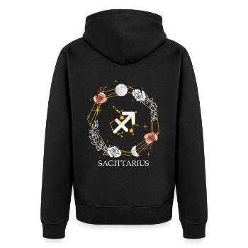 Sagittarius Astrology Zodiac Sign Horoscope Conste - Unisex Premium Bio Zip Hoodie - Schwarz - Hinten - Nico (187cm)