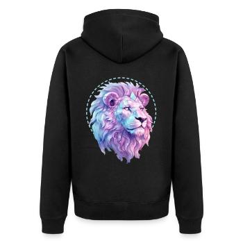 Astrology Leo Zodiac Sign Geometric Lion August - Unisex Premium Bio Zip Hoodie - Schwarz - Hinten - Nico (187cm)