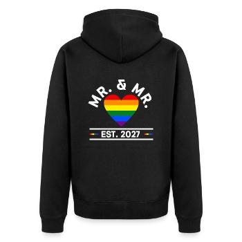 Mariage Gay Pride 2027 Mariage gay - Veste à capuche bio Premium Unisexe - noir - Dos - Nico (187cm)