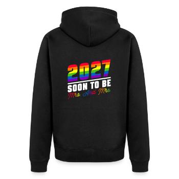 Gay Pride Hochzeit Lesbisch 2027 Homo-Ehe - Unisex Premium Bio Zip Hoodie - Schwarz - Hinten - Nico (187cm)