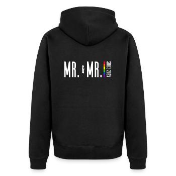 Gay Pride Hochzeit 2025 Homo-Ehe - Unisex Premium Bio Zip Hoodie - Schwarz - Hinten - Nico (187cm)