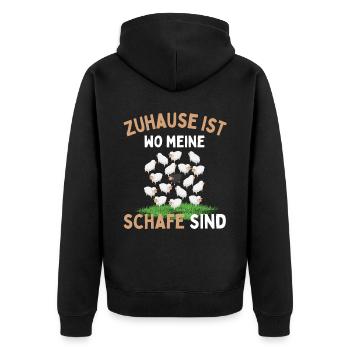 Home is where my sheep are! Sheep Shepherd - Unisex Premium Organic Zip Hoodie - black - Back - Nico (187cm)