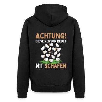 Lustiger Schaf Schafe Schäferei Schafhirte - Unisex Premium Bio Zip Hoodie - Schwarz - Hinten - Nico (187cm)
