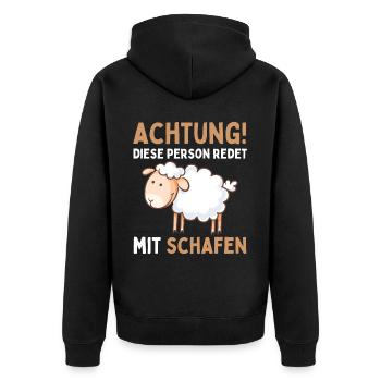 Lustiger Schaf Schafe Schäferei Schafhirte - Unisex Premium Bio Zip Hoodie - Schwarz - Hinten - Nico (187cm)