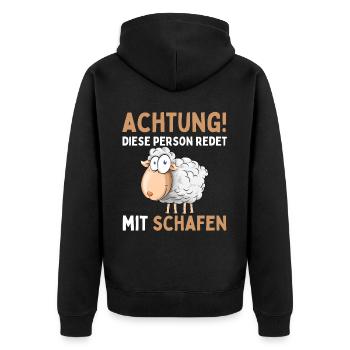 Lustiger Schaf Schafe Schäferei Schafhirte - Unisex Premium Bio Zip Hoodie - Schwarz - Hinten - Nico (187cm)