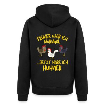 I USED TO BE NORMAL, NOW I HAVE CHICKENS - Unisex Premium Organic Zip Hoodie - black - Back - Nico (187cm)