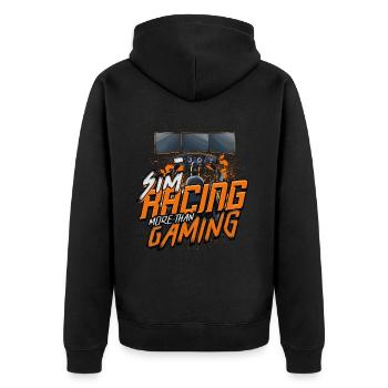 Sim Racing More Than Gaming - Unisex Premium Bio Zip Hoodie - Schwarz - Hinten - Nico (187cm)