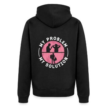 Thrift Shopper My Problem My Pictogram Mom Dad - Unisex Premium Bio Zip Hoodie - Schwarz - Hinten - Nico (187cm)