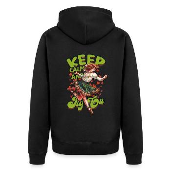 Irish Dance Keep Calm And Jig On - Unisex Premium Organic Zip Hoodie - black - Back - Nico (187cm)