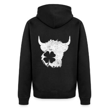 Shamrock Highland Cow - Unisex Premium Organic Zip Hoodie - black - Back - Nico (187cm)