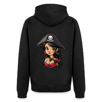 Cute Anime Pirate Girl - Unisex Premium Organic Zip Hoodie - black - Back - Nico (187cm)