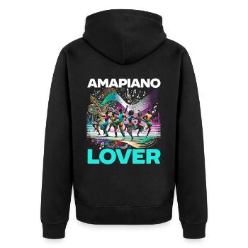 Amapiano Südafrikanischer Musikliebhaber Afrobeat - Unisex Premium Bio Zip Hoodie - Schwarz - Hinten - Nico (187cm)