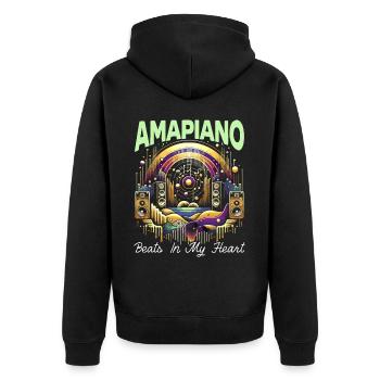 Amapiano Südafrikanischer Musikliebhaber Afrobeat - Unisex Premium Bio Zip Hoodie - Schwarz - Hinten - Nico (187cm)