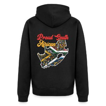 Südafrika Pride Johannesburg Südafrikanische Flagge - Unisex Premium Bio Zip Hoodie - Schwarz - Hinten - Nico (187cm)