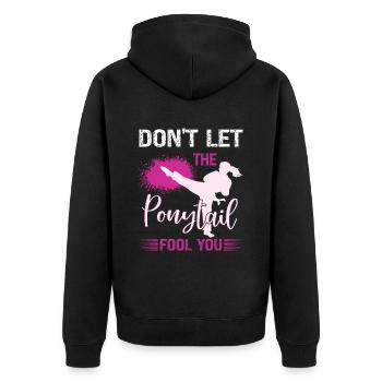 Karate Girl Martial Arts Women Karate Kick - Unisex Premium Bio Zip Hoodie - Schwarz - Hinten - Nico (187cm)