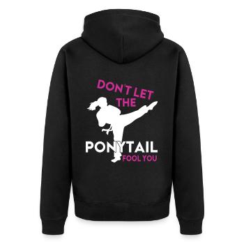 Karate Girl Martial Arts Women Karate Kick - Unisex Premium Bio Zip Hoodie - Schwarz - Hinten - Nico (187cm)