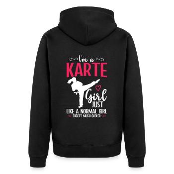 Karate Girl Martial Arts Women Karate Kick - Unisex Premium Bio Zip Hoodie - Schwarz - Hinten - Nico (187cm)