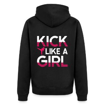 Karate Girl Martial Arts Women Karate Kick - Unisex Premium Bio Zip Hoodie - Schwarz - Hinten - Nico (187cm)