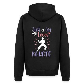 Karate Girl Martial Arts Women Karate Kick - Unisex Premium Bio Zip Hoodie - Schwarz - Hinten - Nico (187cm)