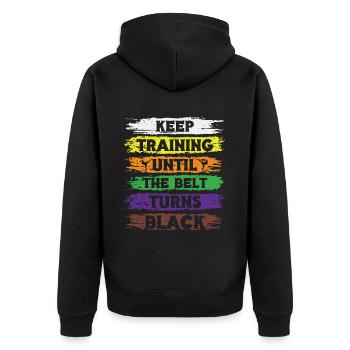 Karate Black Belt Martial Arts Karate Kick - Unisex Premium Bio Zip Hoodie - Schwarz - Hinten - Nico (187cm)