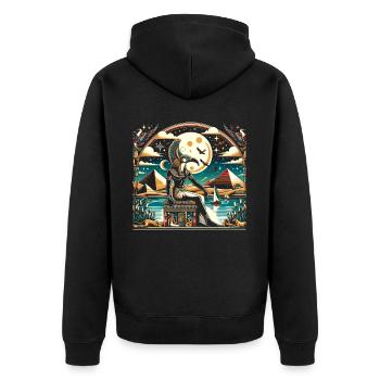 Thoth Ägyptische Mythologie Diety Ibis Altes Ägypten - Unisex Premium Bio Zip Hoodie - Schwarz - Hinten - Nico (187cm)
