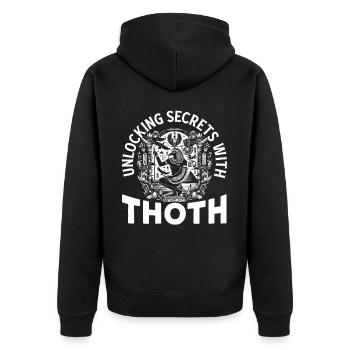 Thoth Ägyptische Mythologie Diety Ibis Altes Ägypten - Unisex Premium Bio Zip Hoodie - Schwarz - Hinten - Nico (187cm)