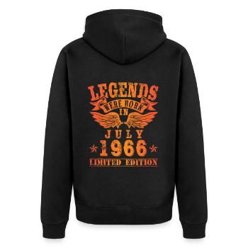 Legends were born in Juli 1966 Geburtstag - Unisex Premium Bio Zip Hoodie - Schwarz - Hinten - Nico (187cm)
