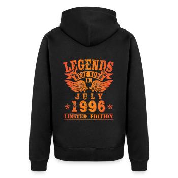 Legends were born in July 1996 Birthday - Unisex Premium Organic Zip Hoodie - black - Back - Nico (187cm)