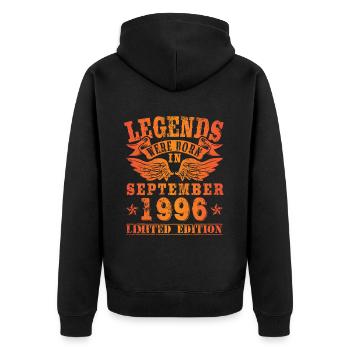 Legends were born in September 1996 Birthday - Unisex Premium Organic Zip Hoodie - black - Back - Nico (187cm)