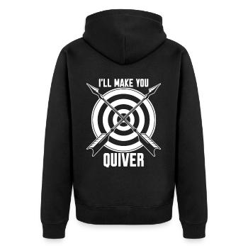 Archery Quiver Bow Shooting - Unisex Premium Organic Zip Hoodie - black - Back - Nico (187cm)
