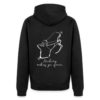 Bow Shooting Quiver Archery - Unisex Premium Organic Zip Hoodie - black - Back - Nico (187cm)